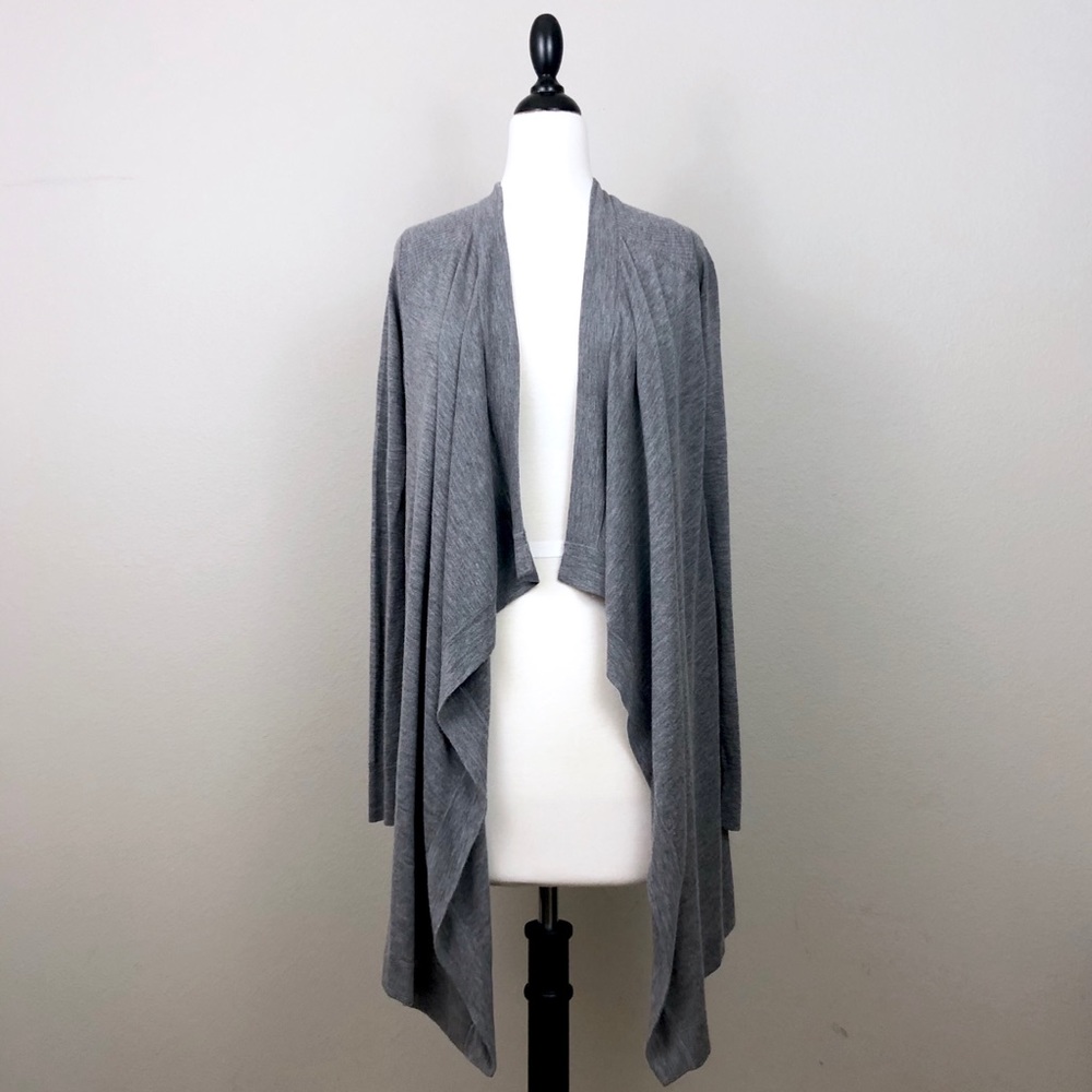 Vince Waterfall Drape Open Front Gray Cardigan